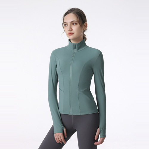 Cross-border autumn and winter sports coat women's quick-drying yoga clothing tops running professional fitness clothing tight long sleeves