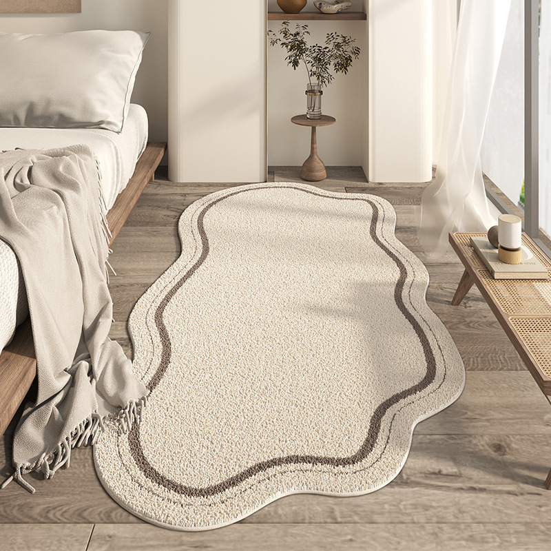 Minimalist Special-Shaped Imitation Cashmere Bedside Blanket for Home Living Room Cooling and Non-Slip Full Carpet Long Stain-Resistant Floor Mat in Stock