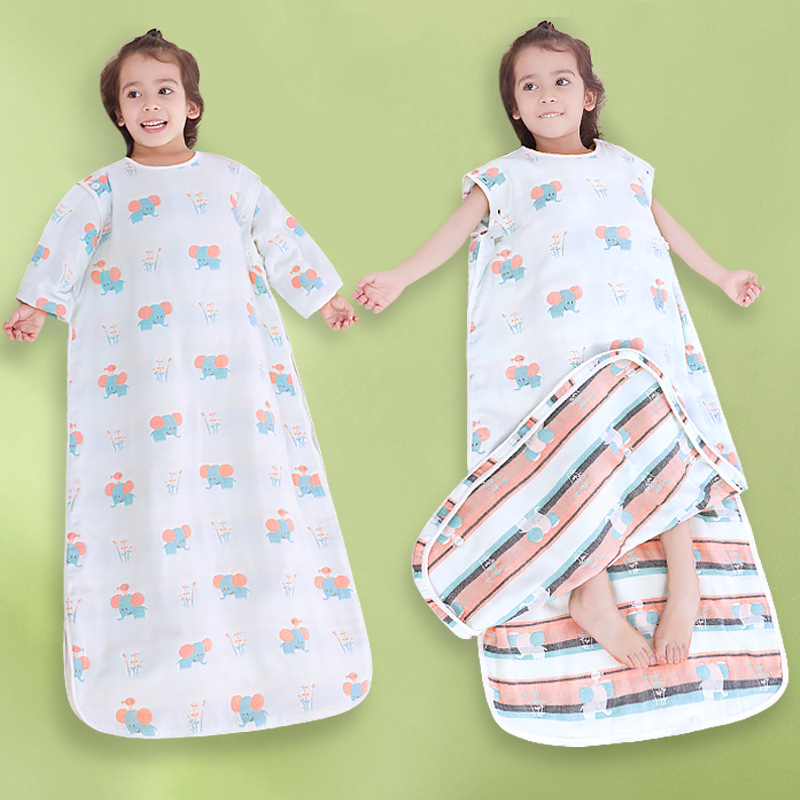 纯棉婴儿睡袋春秋夏季宝宝新生儿透气儿童纱布四季通用防踢被神器