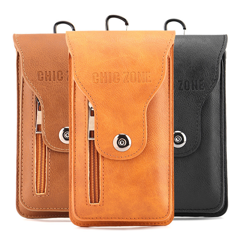 Factory Outlet Leather Mobile Phone Bag Wear Belt Work Site Waist Bag Men's Multifunctional Mobile Phone Bag Waist Hanging Wallet