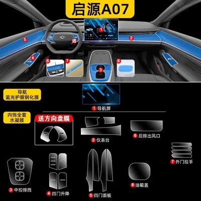 the Changan Qiyuan A07, Center Console — Car interior film - 25-models-of-a07-full-set-of-hydrogel-film-navigation-blue-light-eye-protection-tempered-film