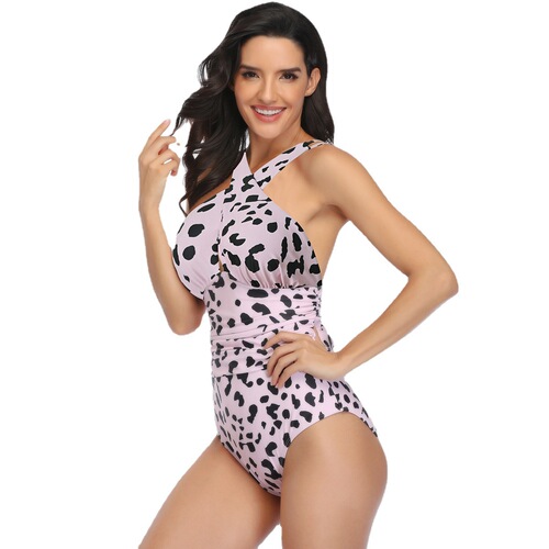 Amazon's new European and American one-piece swimsuit for women, cross push-up tummy control swimsuit купальник