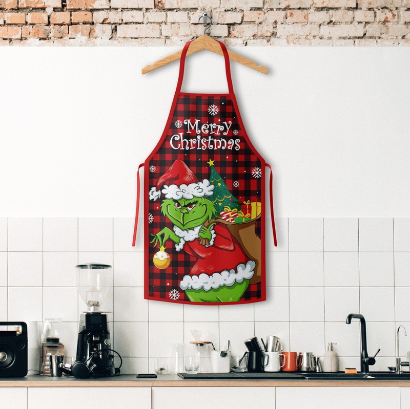 新しいクリスマスエプロングリーン奇サンタクロースの家庭用キッチンエプロンクリスマス装飾用品卸売り|undefined