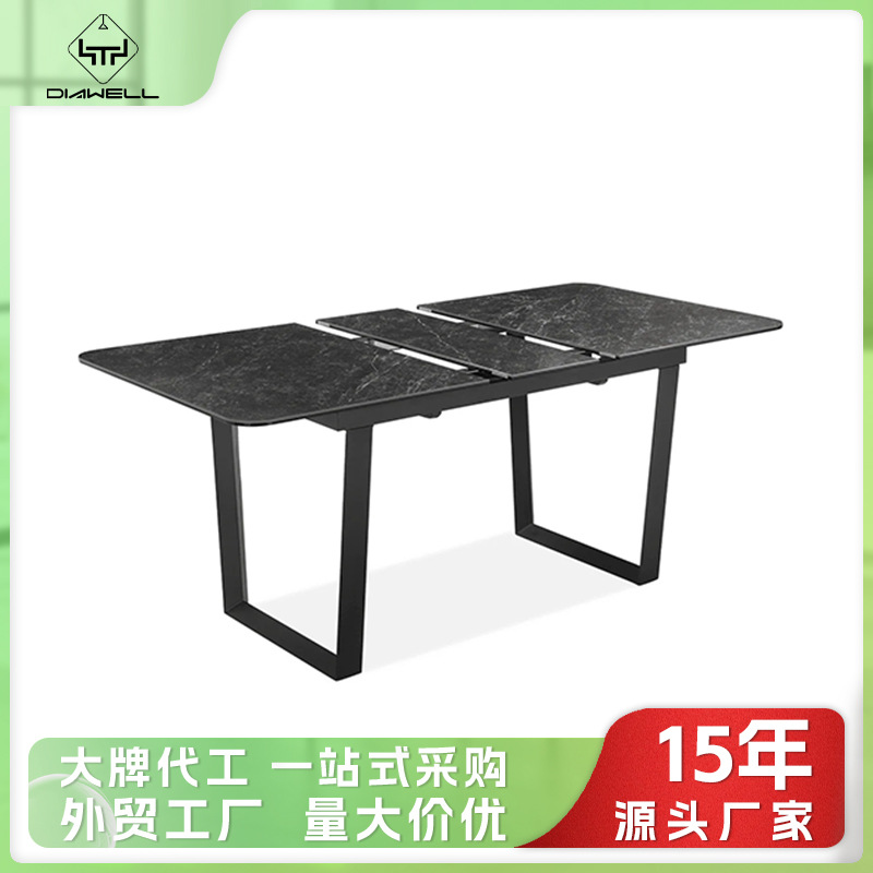 Wal-Mart moderna mesa de comedor de tabla de roca simple retráctil plegable rectangular mesa de negociación nórdica mesa de comedor