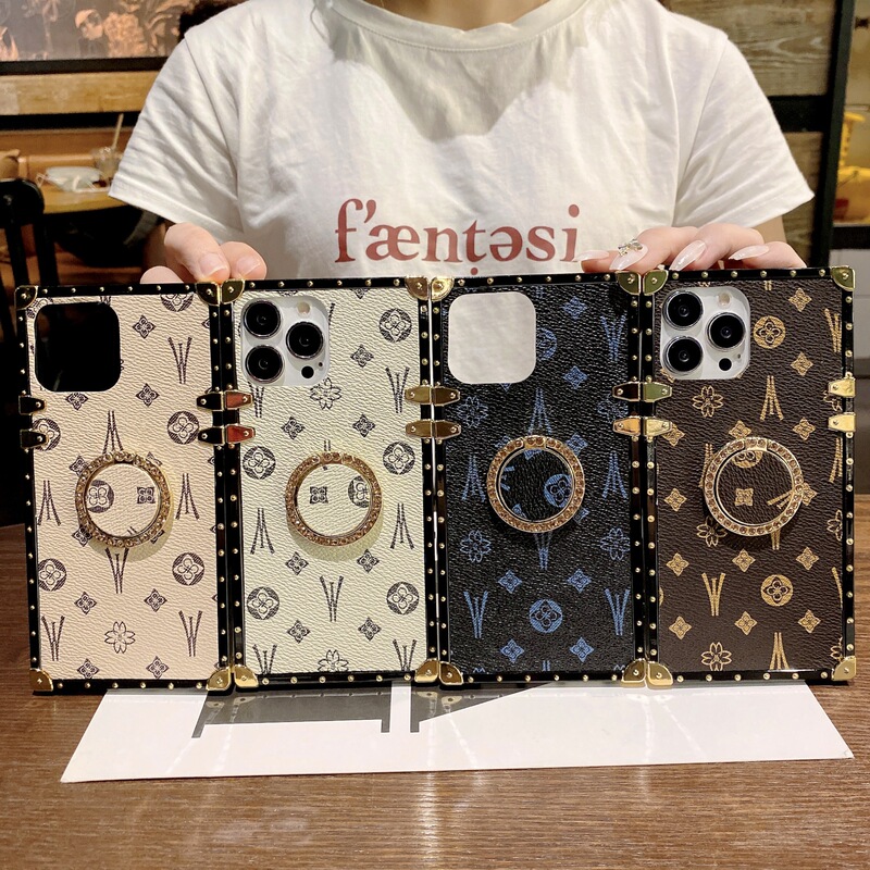 Big Brand Compatible iPhone 17 European and American Classic Leather Texture Phone Case Samsung S26 Ultra Trendy Square Case Light Luxury Style