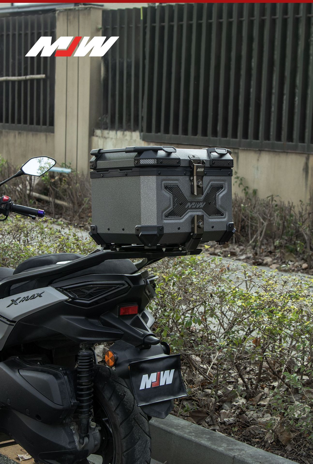 Motorcycle Mjw45L55L Silver Aluminum Alloy Tail Box Quick-Release Travel Toolbox Electric Vehicle Rear Tail Box