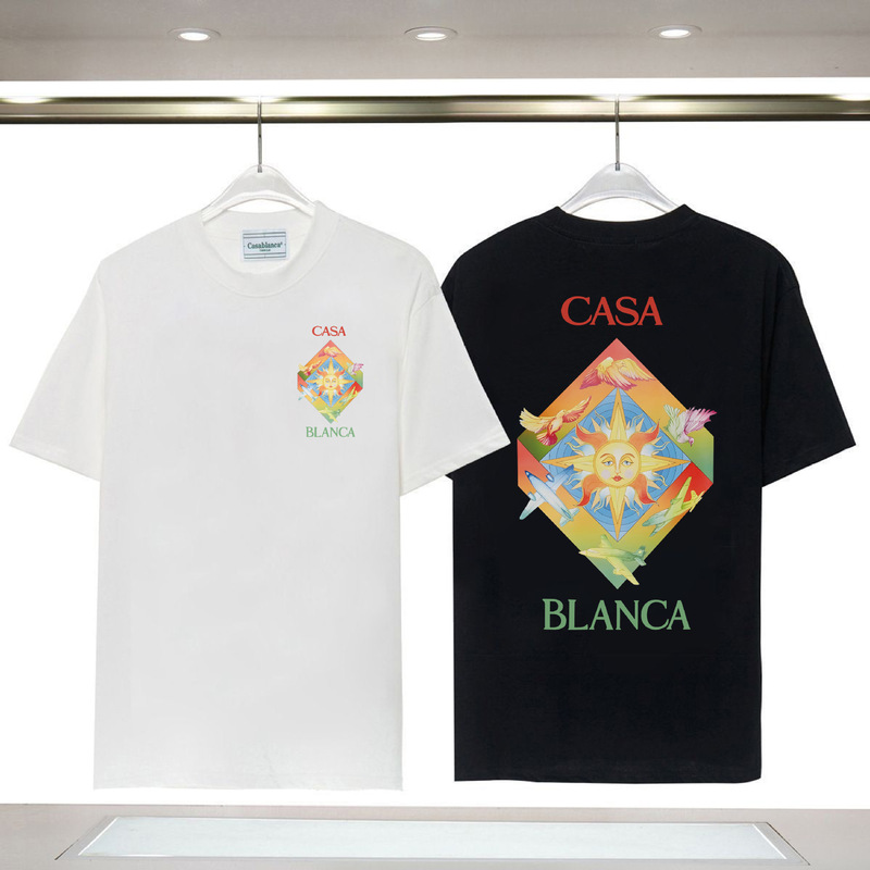 American niche trendy brand short-sleeve CASA BLANCA printed high street versatile pure cotton T-shirt for men