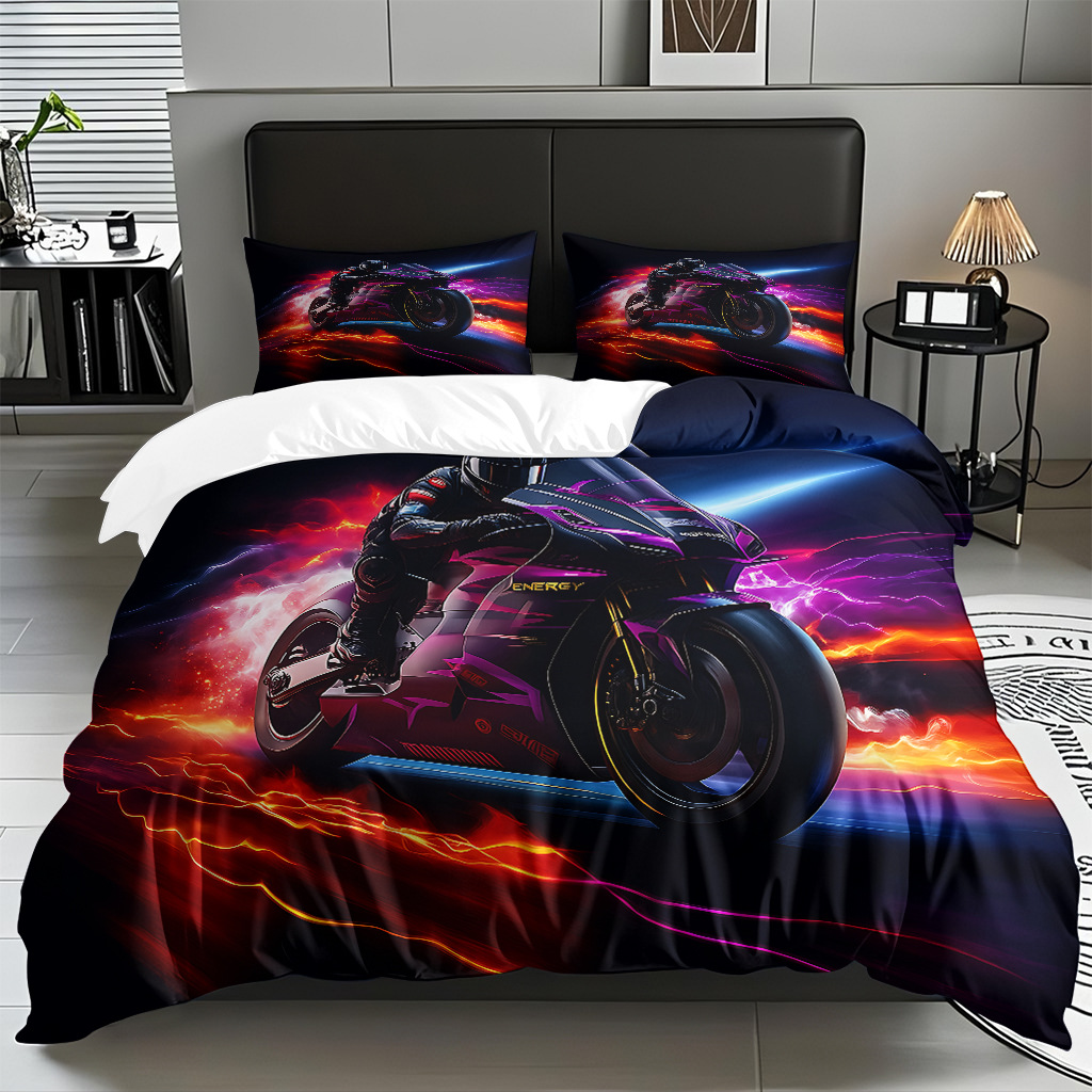 TEMU / JIT hogar transfronterizo motocicleta cool transpirable impresión digital colcha colcha