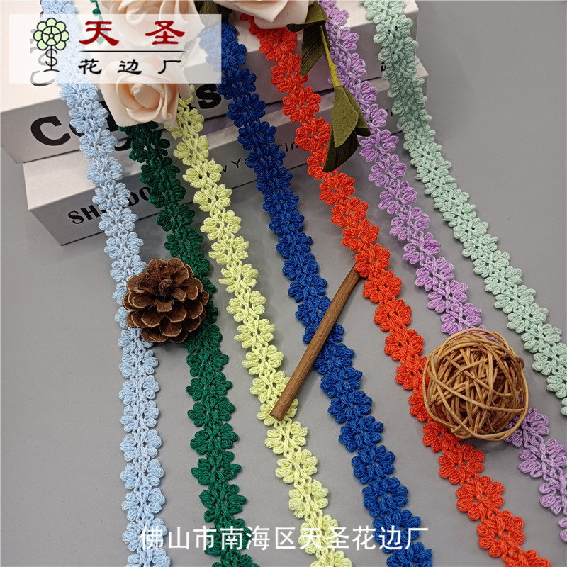 现货供应6瓣花朵机织钩编花定型花边箱包门帘 diy服装饰品装饰