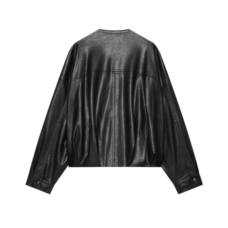 Cross-border AliExpress 2026 Spring New Women's Fashionable Leather Puff Sleeve Bomber Jacket 3046045 Cross-border AliExpress 2026 Spring New Women's Fashionable Leather Puff Sleeve Bomber Jacket 3046045