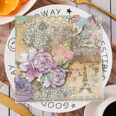 Retro Vintage Printed Paper Towels for Friend Gatherings, Restaurant Decorative Supplies, Flower and Garden Party Paper Towels, Direct Manufacturer Sales, Wholesale