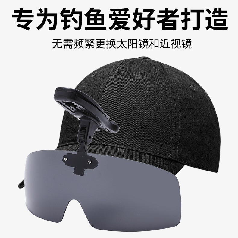 夹帽夹片偏光太阳镜户外运动钓鱼防晒防紫外线可调节夹帽子墨镜片