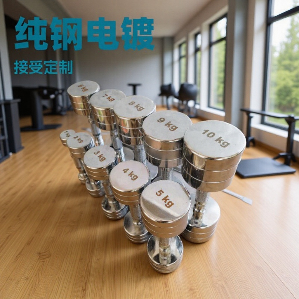 Wholesale Pure Steel Electroplated Dumbbells for Men and Women, Home Gym Arm Muscle Training Integrated Fixed Barbell