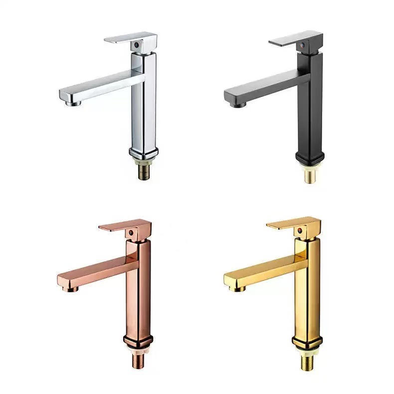 Cross-border zinc alloy square single-cooling faucet, washbasin, bathroom countertop basin, and high single-cooling faucet Application Scenario
