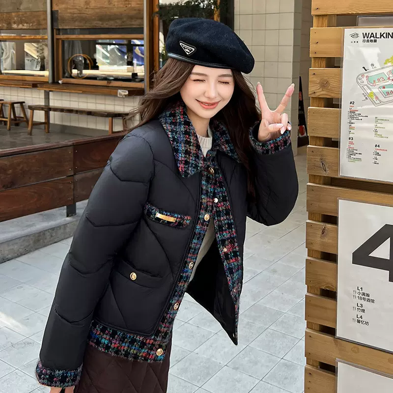 实拍大码收腰羽绒服女中长款2025新款冬装韩版加厚棉服外套