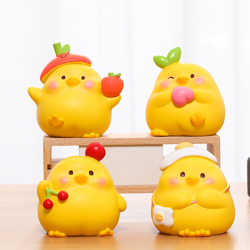 New Cute Chicken Animal Resin Craft Desktop Decorations Ornaments Student Gifts Car Decorations