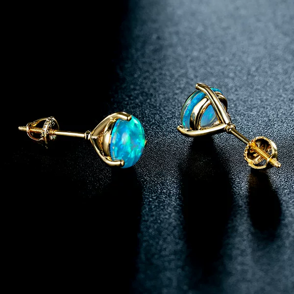 Cross-border wish hot sale platinum 8mm colorful diamond spiral three-claw stud earrings simple women's small elegant earrings wholesale