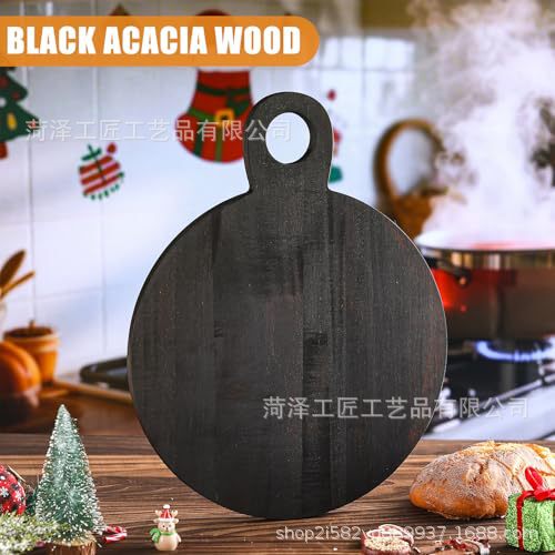 Wooden Chopping Board with Handle Round Cutting Board Wooden Cheese Paddle Board Home Baking Fruit Vegetable Bread Board