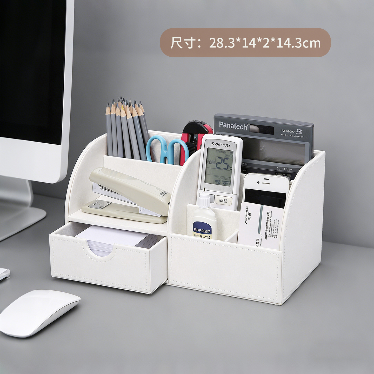 흰색 평직 풀 그레인 가죽