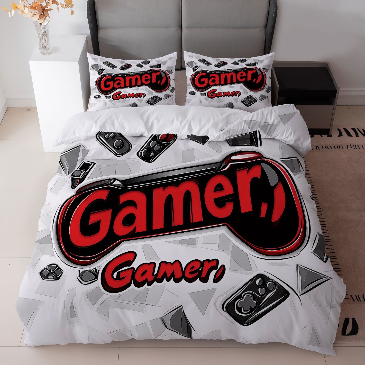 Textil doméstico transfronterizo molienda digital impresión quilt kit mango de juego fuente de fábrica graffiti llevar TEMU / JIT