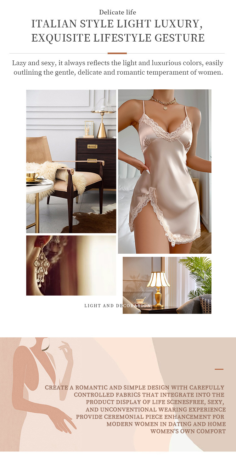 Home Simple Style Solid Color Ice Silk Polyester Slit Lace Backless Pajama Sets display picture 2