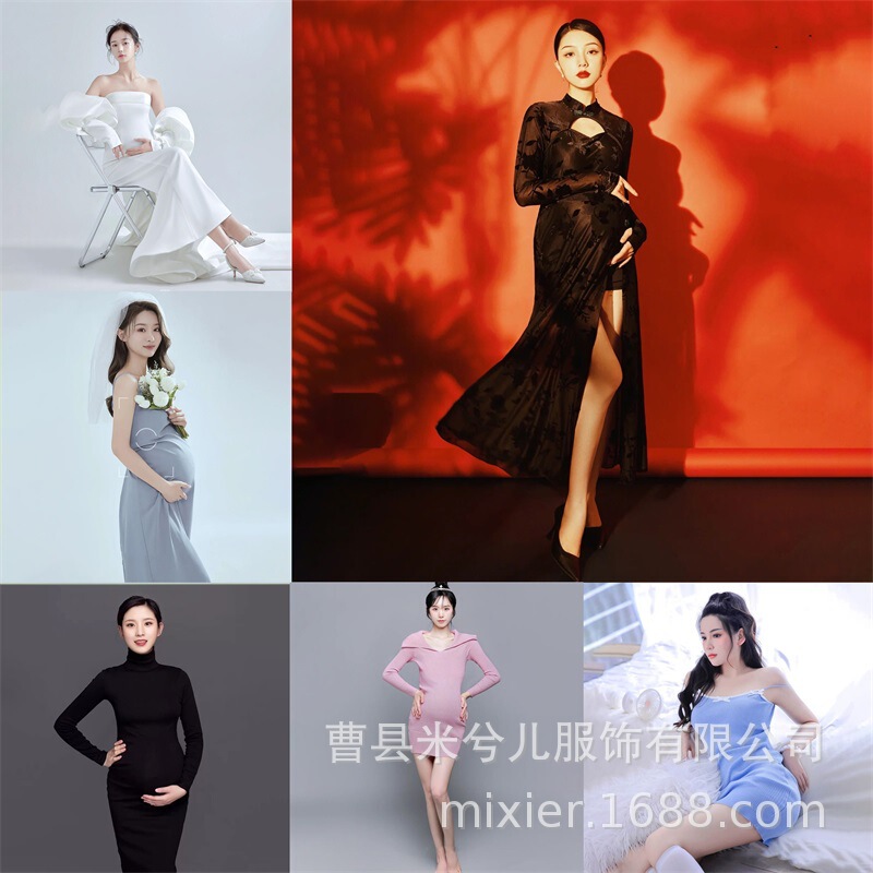 New studio photo photography maternity dress photo photo fashion photo fresh big belly theme clothing