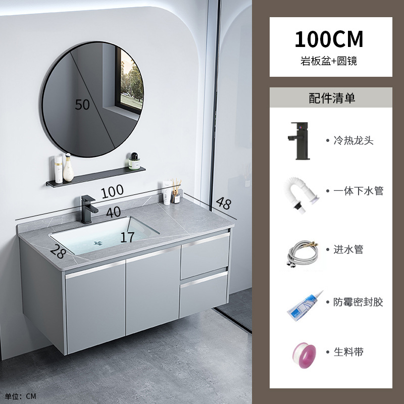 gabinete de baño de aluminio espacio integrado combinación de lavabo cerámico hotel lavabo gabinete lavabo espejo gabinete lavabo piscina