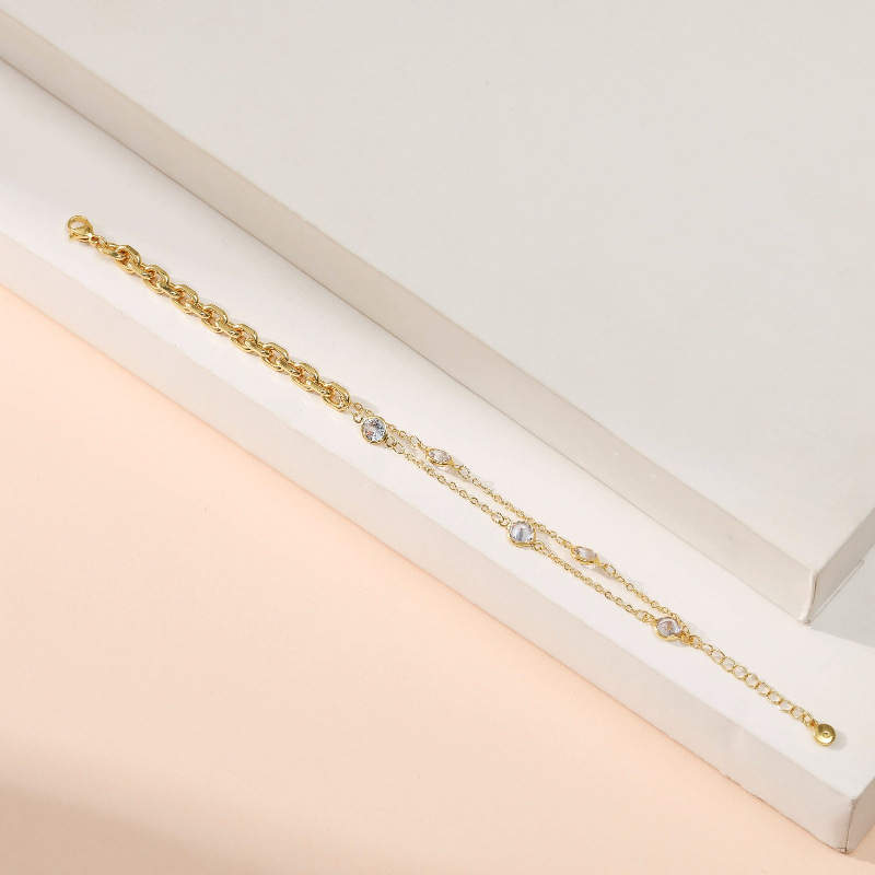 18K fashion inlaid rhinestone multilayer copper bracelet wholesale nihaojewelry