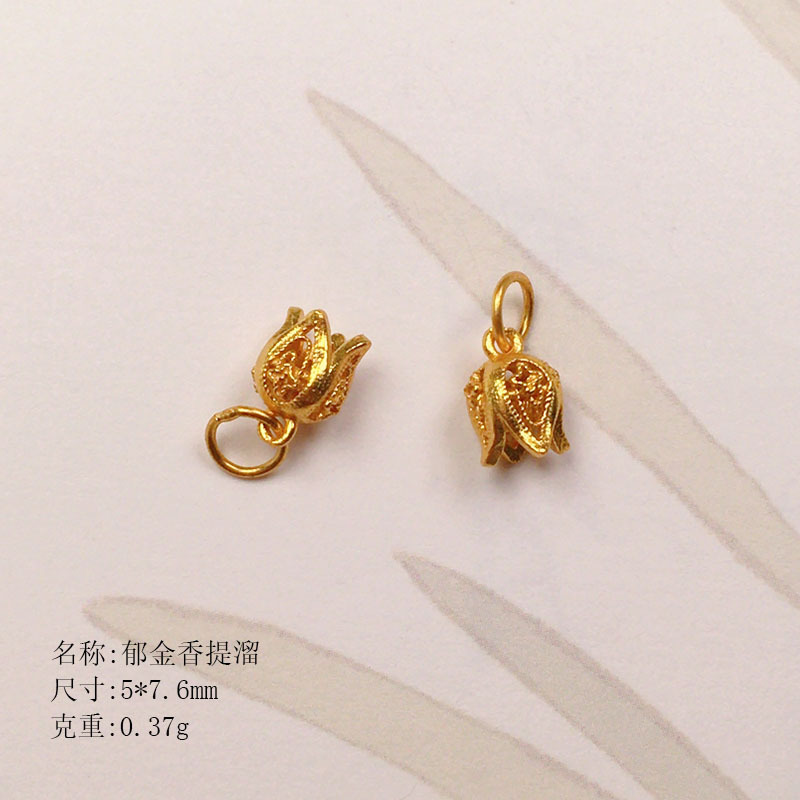 S925 Silver Gold-Plated Flower-Shaped Pendant with Five Wealth Gods Round Charm, DIY Handmade Spacer Beads for Bracelet Accessories