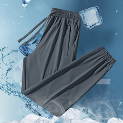 Summer Couple Sunscreen Ice Silk Long Pants Unisex Quick-Dry Athletic Elastic Breathable Nylon Fabric with Logo Printing