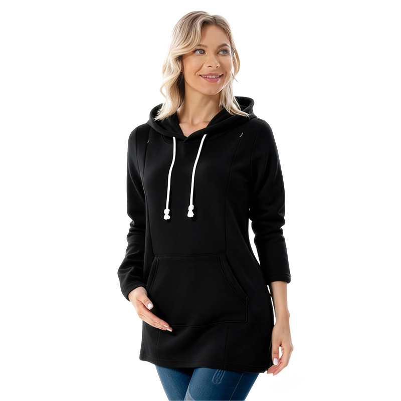 Umstands-sweatshirt Mit Fleecefutter Für Damen Stillen Winter_voghion.com