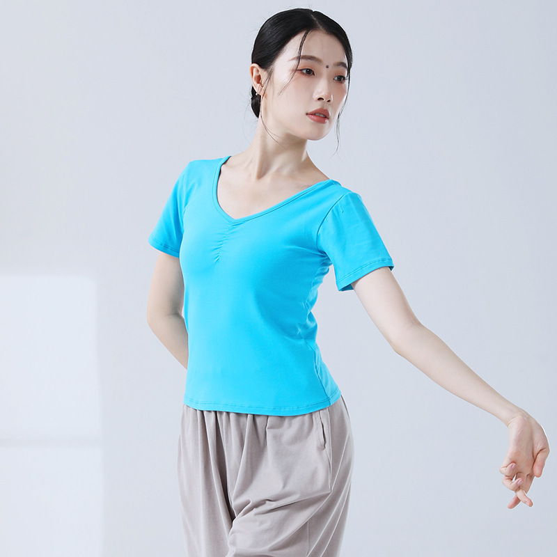 ダンスウェア 練習着 女性用 新作トップス モダンダンス 大人用 芸術試験 ヨガウェア ダンサー用 日常着 半袖|undefined