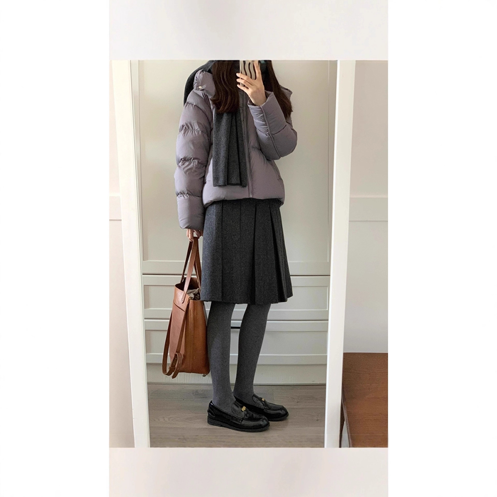 2025 New Large Size Gray Woolen Skirt for Women with Pear-Shaped Body Autumn and Winter High Waist Slimming Look Skirt