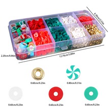 厂家直销12格圣诞款软陶圆片套装串珠散装diy手工手链配件批发