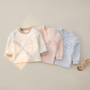 Baby underwear top cotton autumn and winter quilted newborn baby autumn clothes thin cotton double open one-piece bottoming clothes pajamas