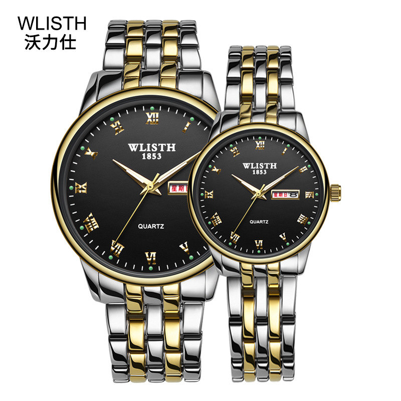 Foreign Trade Cross-Border Men's and Women's Classic Couple Watches Simple Temperament Quartz Steel Band Watches Business Casual Wholesale
