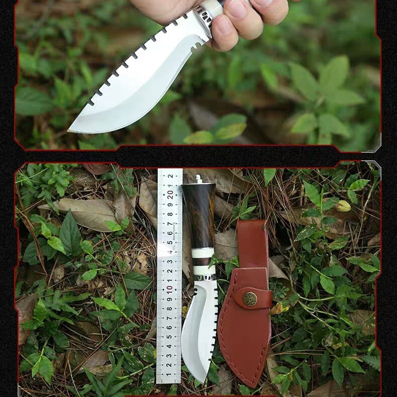 户外野营防身刀具随身携带高硬度直刀弯款荒野求生战役多功能装备