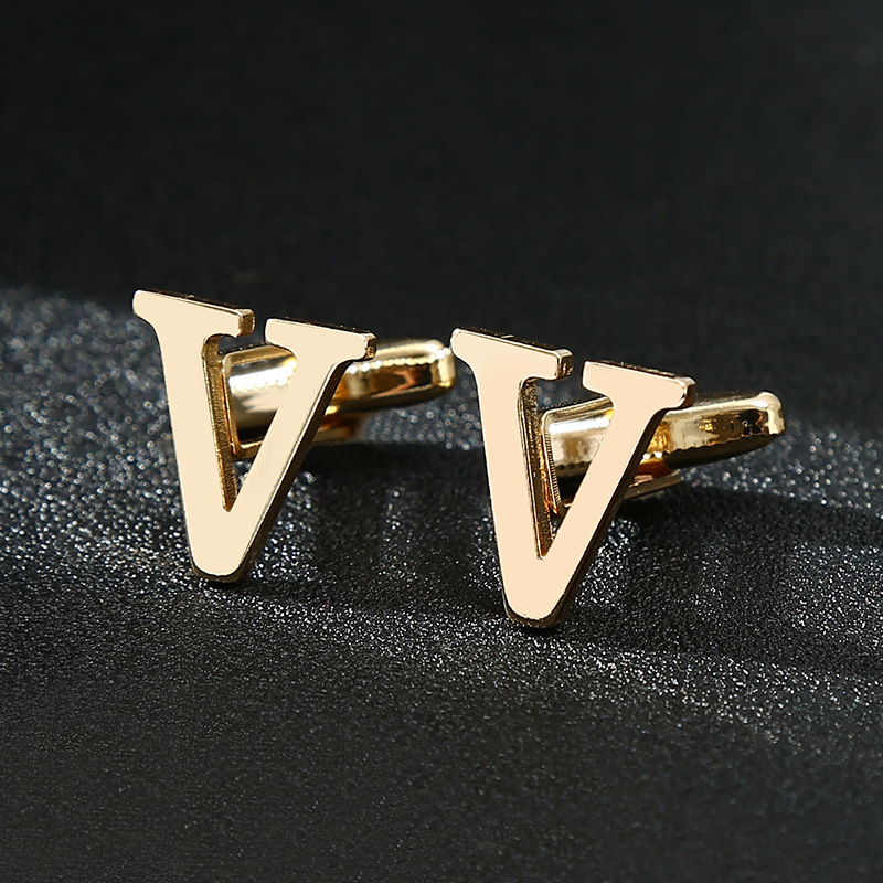 10g Weight Cufflinks Classification 1 Piece Quantity Casual Occasion Iron Material letter Pattern Unisex Gender Plating Design Vintage Style Style 1 Piece Vintage Style Letter Iron Plating Unisex Cufflinks 7