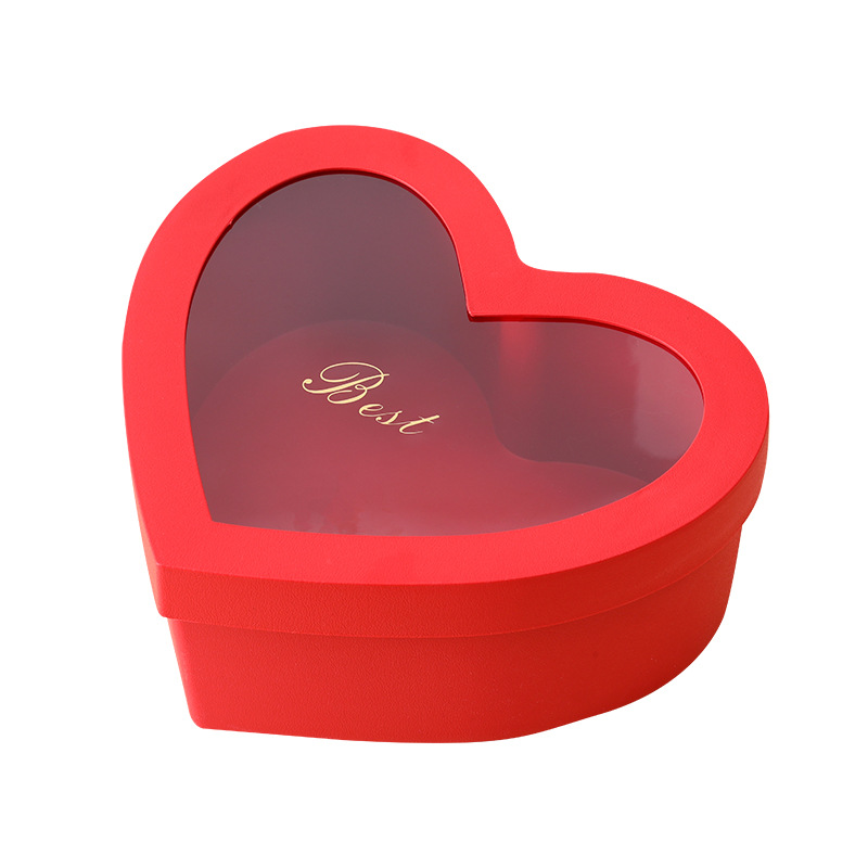 Caja de regalo del día de San Valentín en forma de corazón, caja de regalo de rosas de ventana, caja de frutas de plástico, caja de cumpleaños