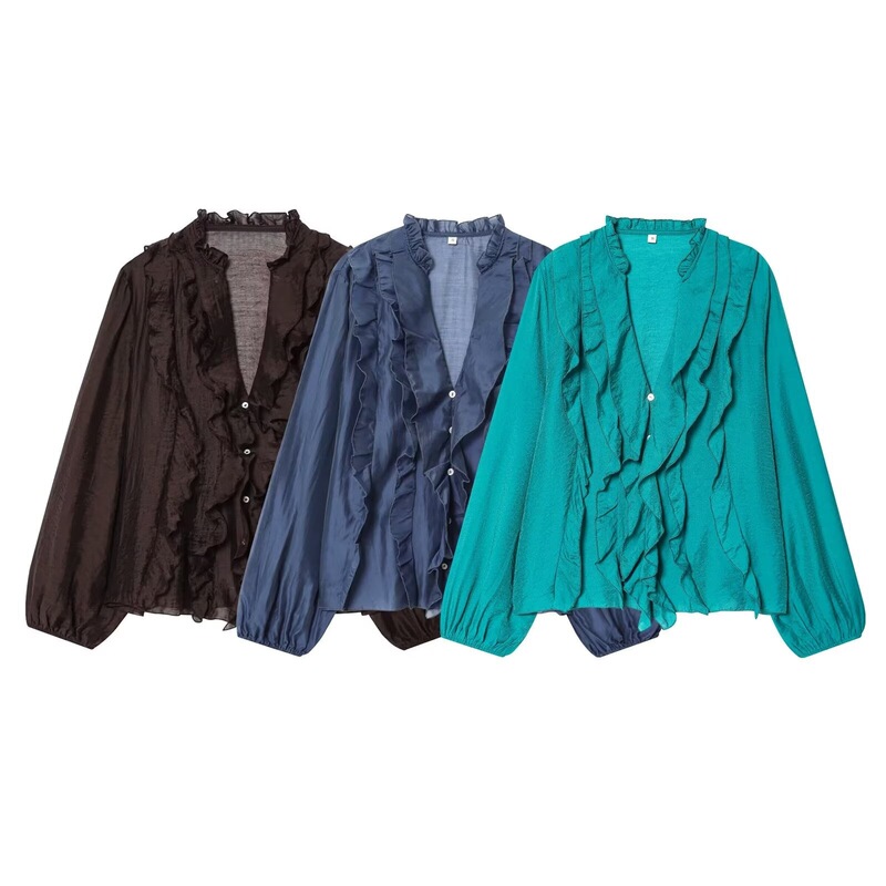 Pb&Za Cross-Border Supply 2025 Winter New European and American Style Design Sense Fashionable and Gentle Style Layered Decorative Shirt