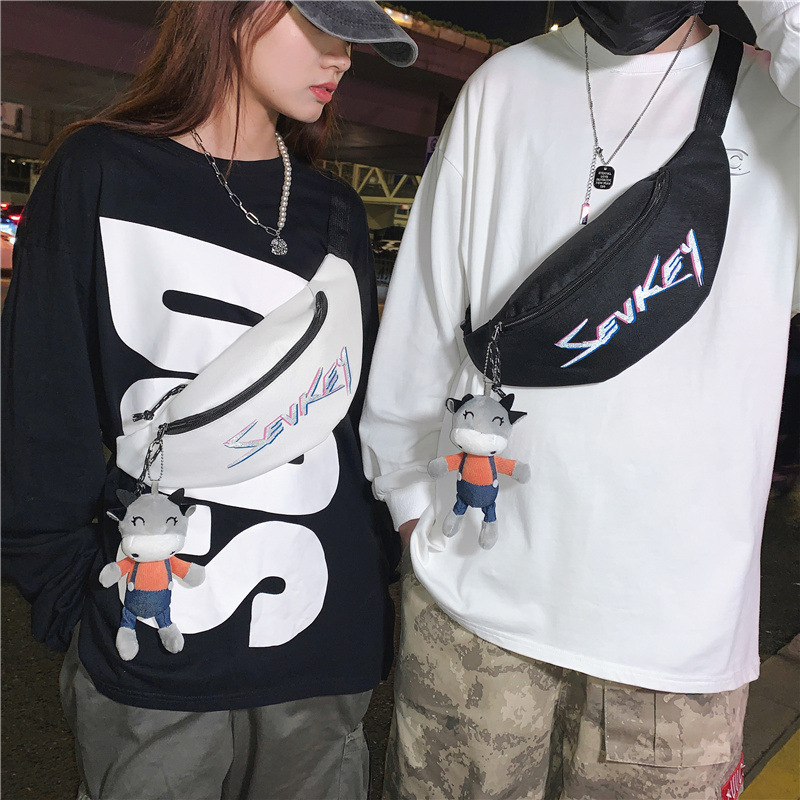 胸包男士潮牌單肩斜跨小背包戶外運動休閑腰包日系原宿學生小背包