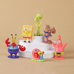 子供の誕生日ケーキの装飾の置物の黄色のデブの派の大星のたこの兄の6セットの公仔のケーキの装飾のプラグイン