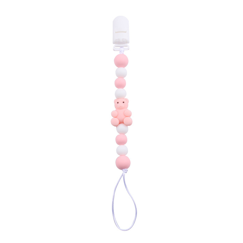 Amazon nueva cadena de tetas de silicona para bebés y bebés, cadena de dientes de molar para calmar la cadena de goma de diente anti-caída