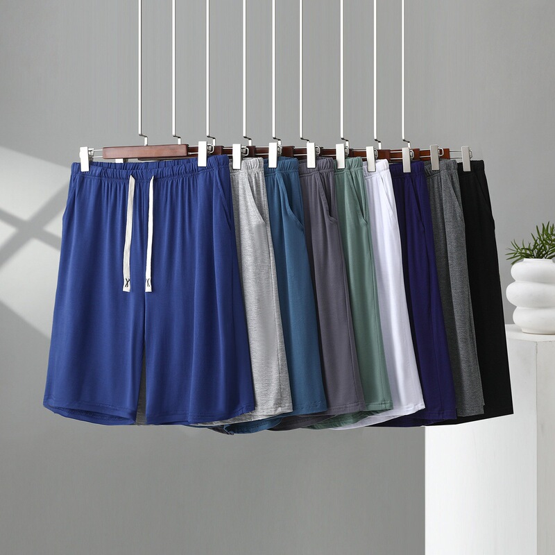 Modal Men's Shorts, Summer Thin Breathable Large Size Sleep Pants, Loose Casual Home Pants, Drawstring Five-Point Pants Modal Men's Shorts, Summer Thin Breathable Large Size Sleep Pants, Loose Casual Home Pants, Drawstring Five-Point Pants