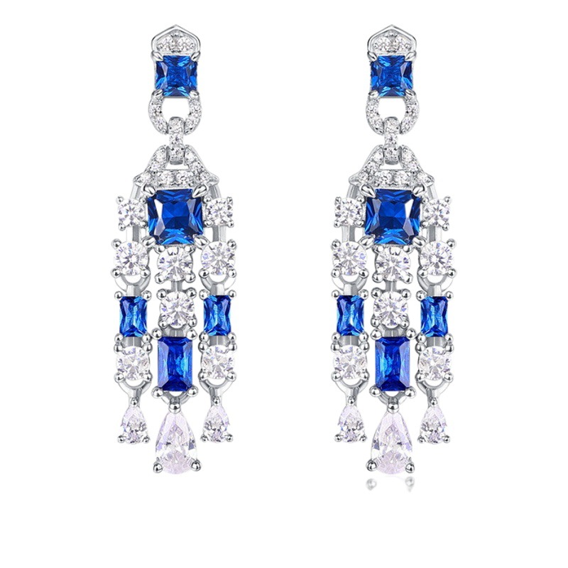 Wilsheng joyería europea y americana retro s925 plata de alto carbono diamante pendientes largos de las mujeres elegantes pendientes del todo-fósforo