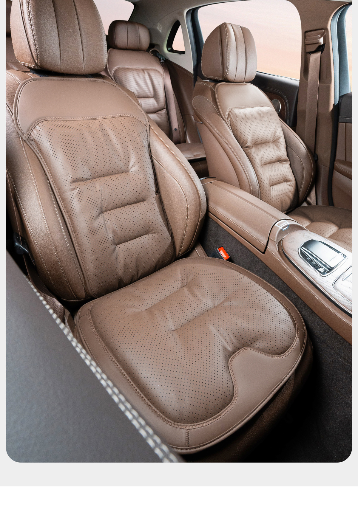 Car Seat Cushion with Lumbar Support, Integrated Rear Seat Cushion Suitable for Mercedes, Bmw, Audi, Four-Season Ventilation and Breathable Seat Cushion
