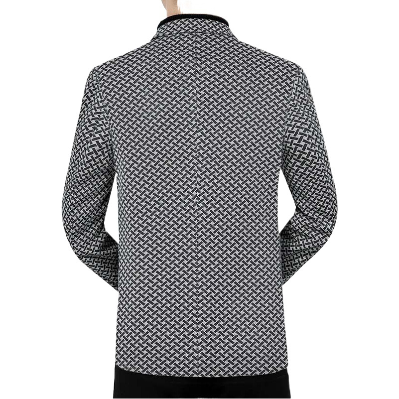 Nueva primavera y otoño traje chaqueta de lana de longitud media chaqueta casual traje chaqueta de lana para el papá de los hombres