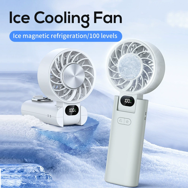 2025 New cross-border ice pack folding cooling handheld fan
