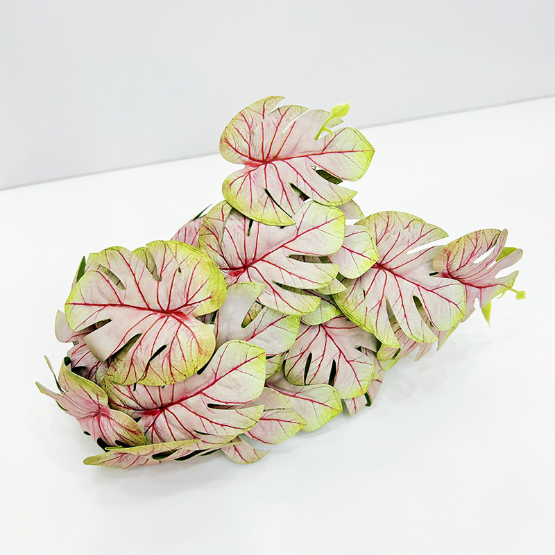 Planta verde artificial pequeña bonsai hoja de tortuga flor artificial hoja de rábano verde artificial mesa de comedor hoja de uva decoración de hotel Hoja de batata