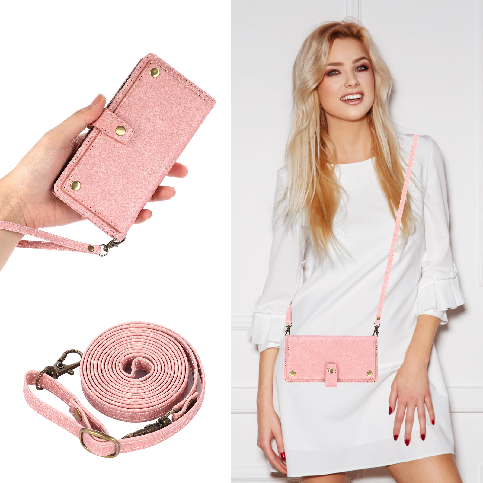Suitable for iPhone 15 promax Fantasy Multi Card Wallet Holder S24U Crossbody Business Leather Case_voghion.com